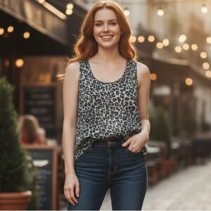 Alan Austin Beverly Hills Vintage Silk Leopard Print Tank Top Womens‎ Sz 6 Italy